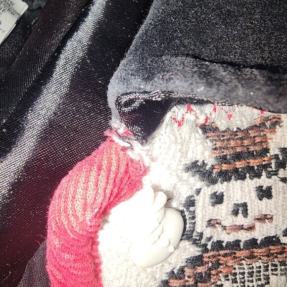 Vintage Carolina Colours Sz L 100% Cotton Tapestry Snowman Button Christmas Vest - Picture 5 of 5